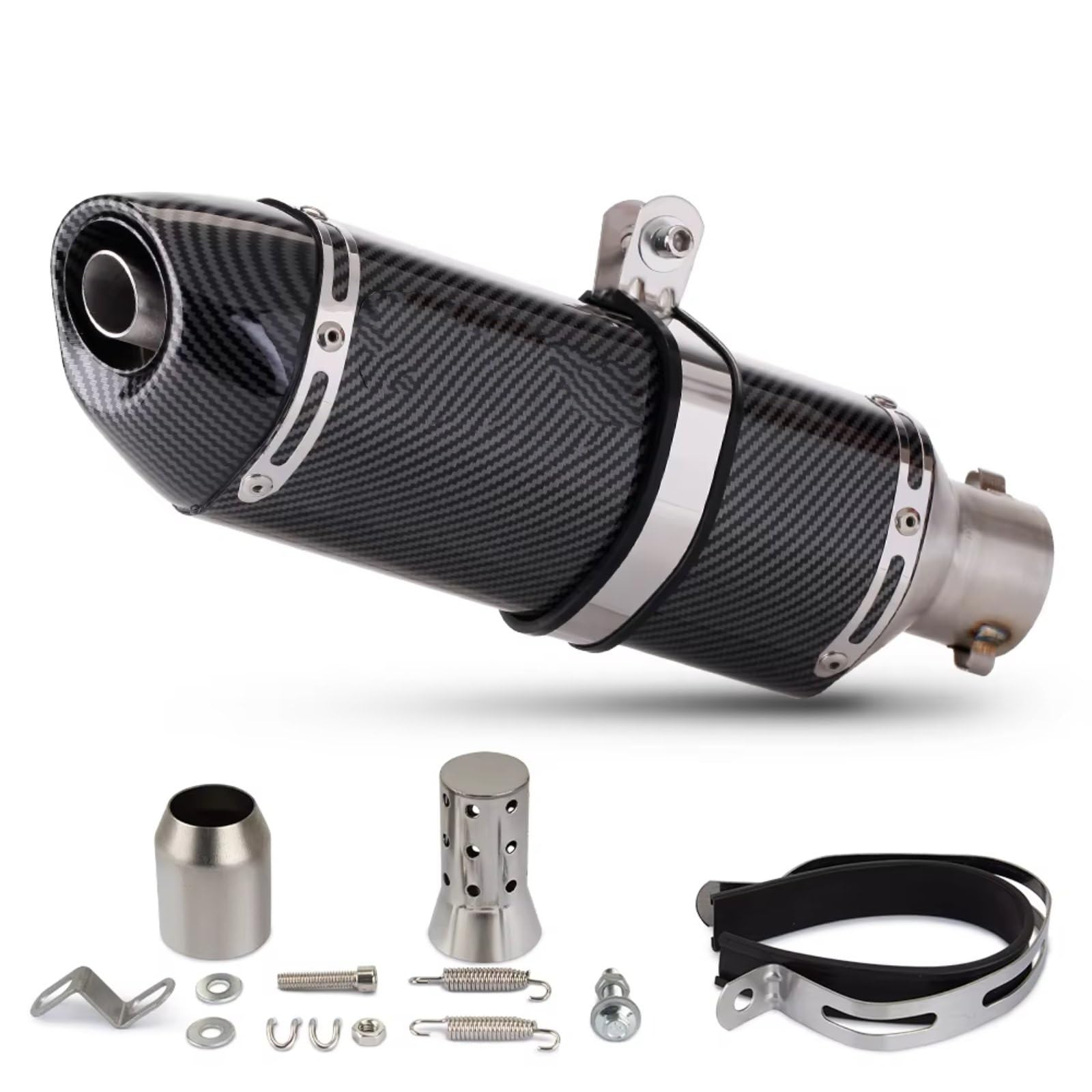 CEWSUIO Kompatibel Mit MT03-Motorradauspuffrohr. Universal-51-mm-Motorradauspuffschalldämpfer. Modifizieren Sie Den Kleinen Schalldämpfer Mit Vier Ecken. Motorrad Auspuffrohr(D) von CEWSUIO