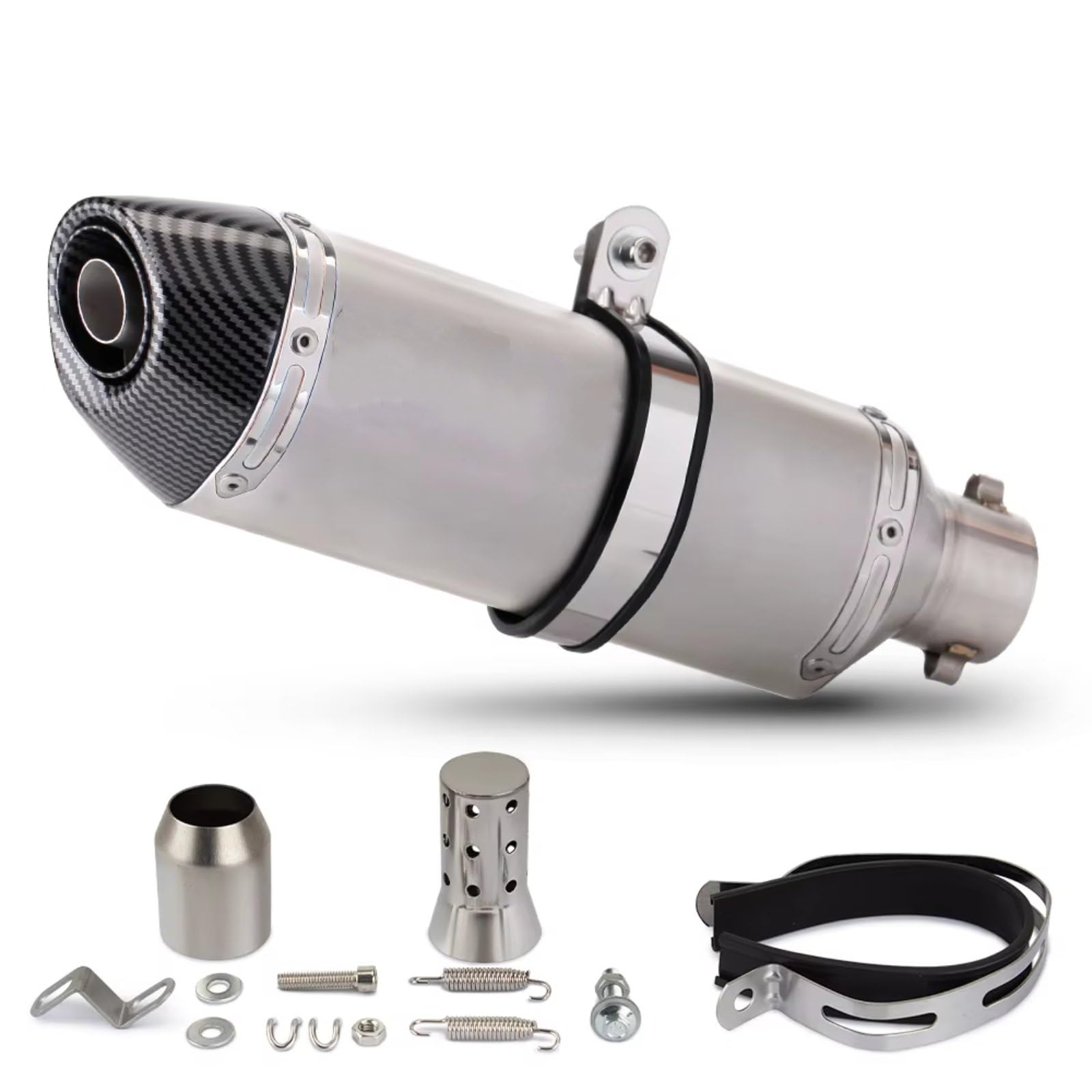 CEWSUIO Kompatibel Mit MT03-Motorradauspuffrohr. Universal-51-mm-Motorradauspuffschalldämpfer. Modifizieren Sie Den Kleinen Schalldämpfer Mit Vier Ecken. Motorrad Auspuffrohr(E) von CEWSUIO