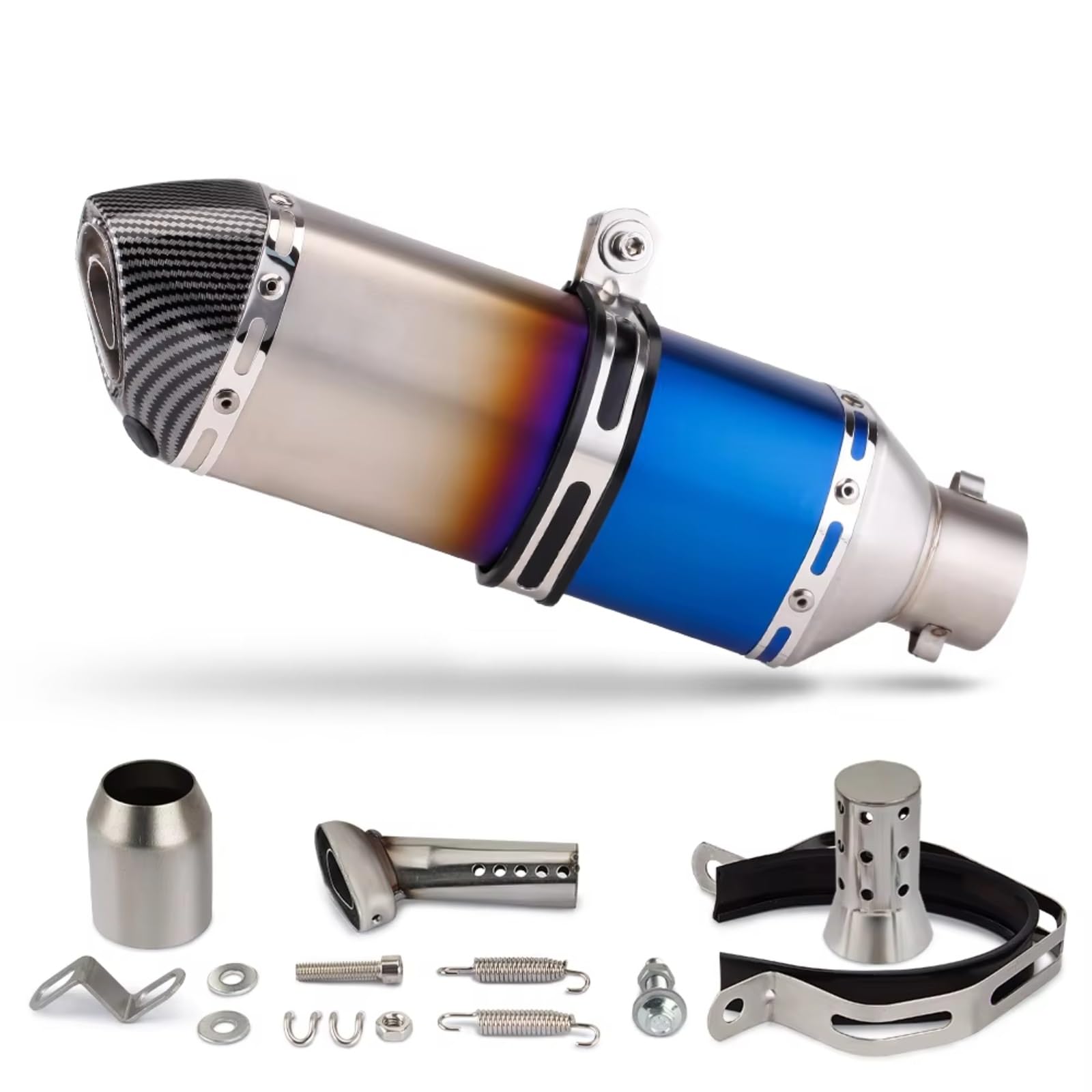 CEWSUIO Kompatibel Mit Suzuki Für Gsxr125 Motorradauspuffrohr Mit Schalldämpfer 370 MM Universal 38-51 Mm Motorradauspuffrohr Motorrad Auspuffrohr(E) von CEWSUIO