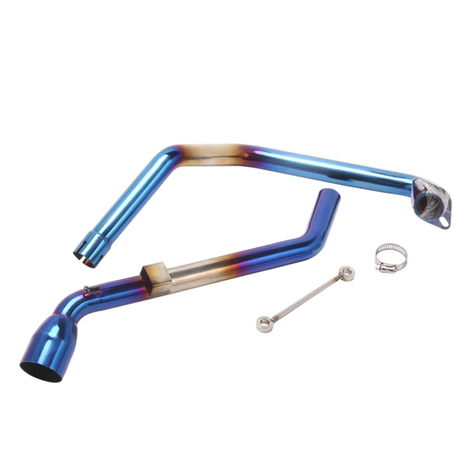 CEWSUIO Kompatibel Mit Yamaha Für FZS150 Motorrad-Auspuffanschluss Mittleres Vorderes Verbindungsrohr Für Escape Moto-Schalldämpfer Modifiziertes 51-mm-Fahrradrohr Motorrad Auspuffrohr(Blue) von CEWSUIO