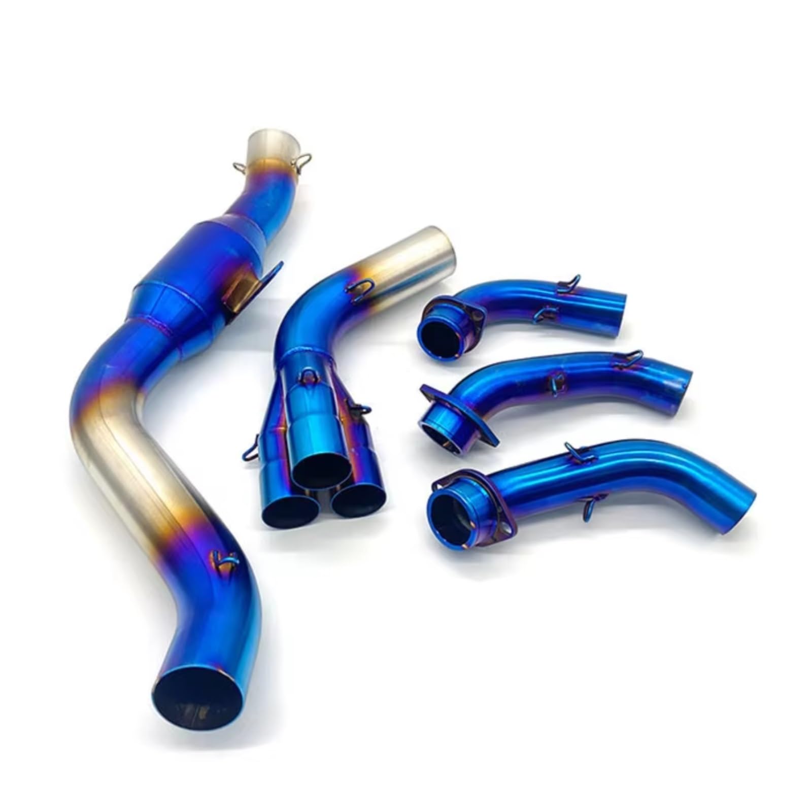 CEWSUIO Kompatibel Mit Yamaha Für MT-09 FZ-09 Für Tracer 9GT 2021 2022 2023 Für XSR900 2022 2023 Motorradauspuff Für Escape-Schalldämpfer Mid Link Pipe Motorrad Auspuffrohr(Blue) von CEWSUIO