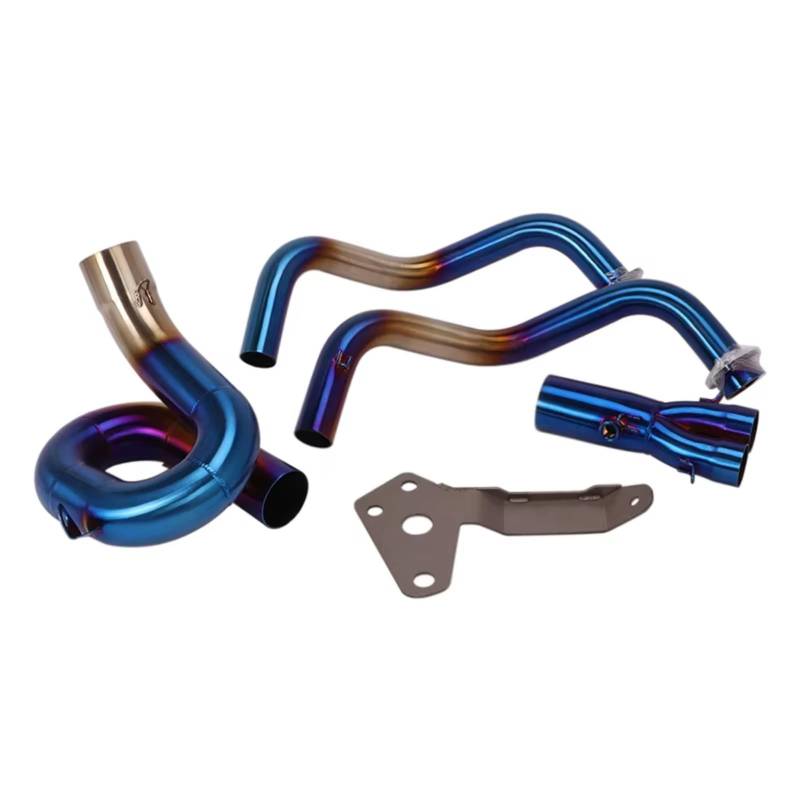 CEWSUIO Kompatibel Mit Yamaha Für MT07 2014-2021 Motorradauspuff Komplettsystem Für Escape Moto Front Link Pipe Motocross Motorrad Auspuffrohr(Blue) von CEWSUIO