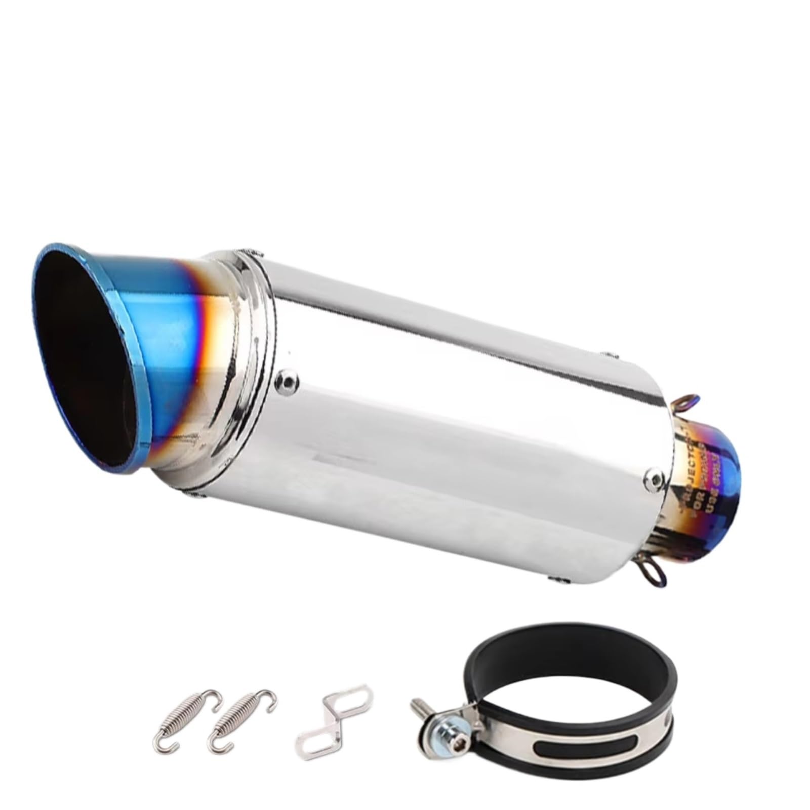 CFAYRLMS Auspuffendrohr Kompatibel Mit Suzuki Für GSXR150 Universalzubehör 51 Mm 60 Mm Motorradauspuff Edelstahl Blau Schalldämpfer(Type D 60mm) von CFAYRLMS
