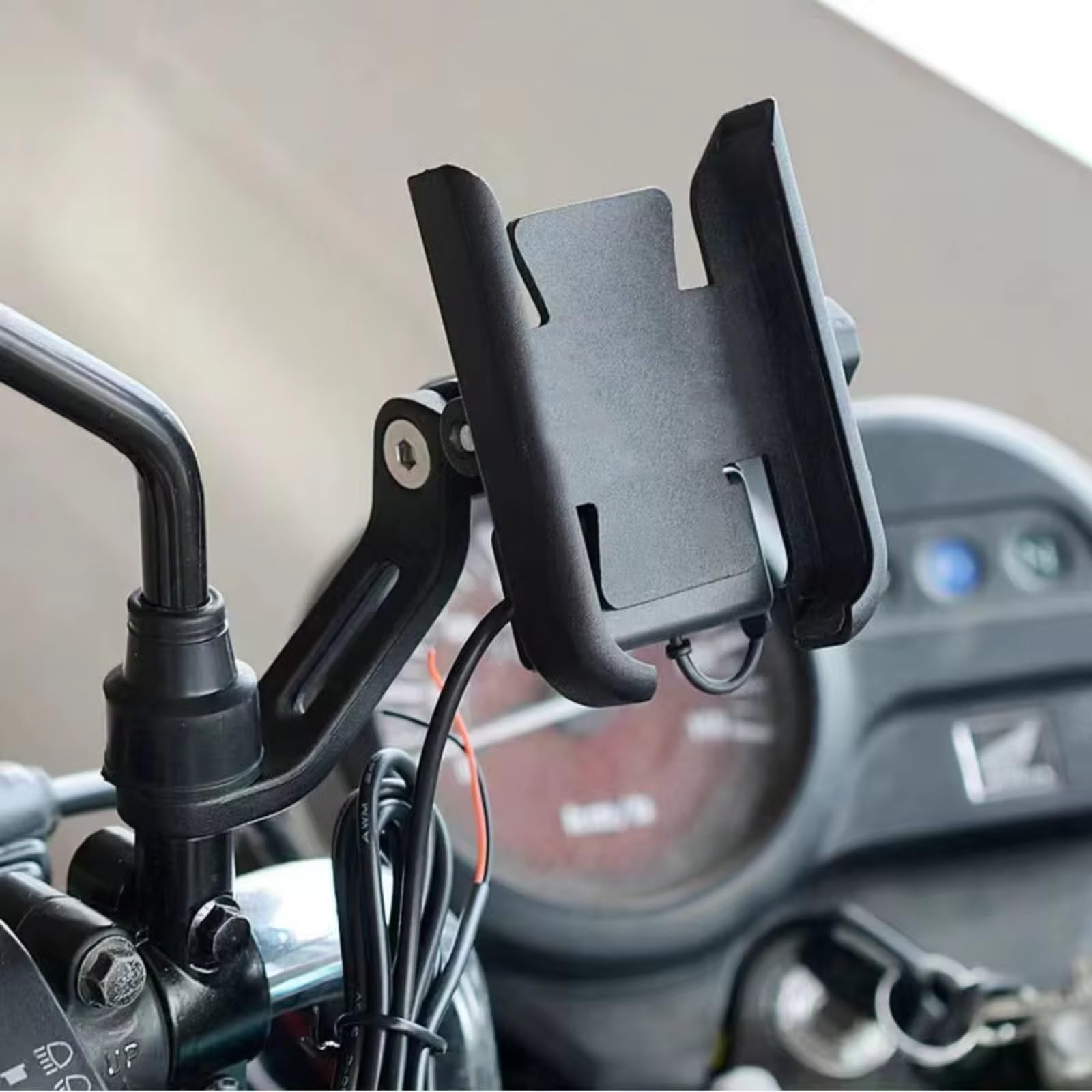 CFAYRLMS Handyhalterung Kompatibel Mit Kymco Für AK550 Für Xciting 250 300 350 400 400S 500 Für Downtown 125 300i Motorrad-Lenker-Handyhalter GPS-Halterung(Black,Mirror Type) von CFAYRLMS