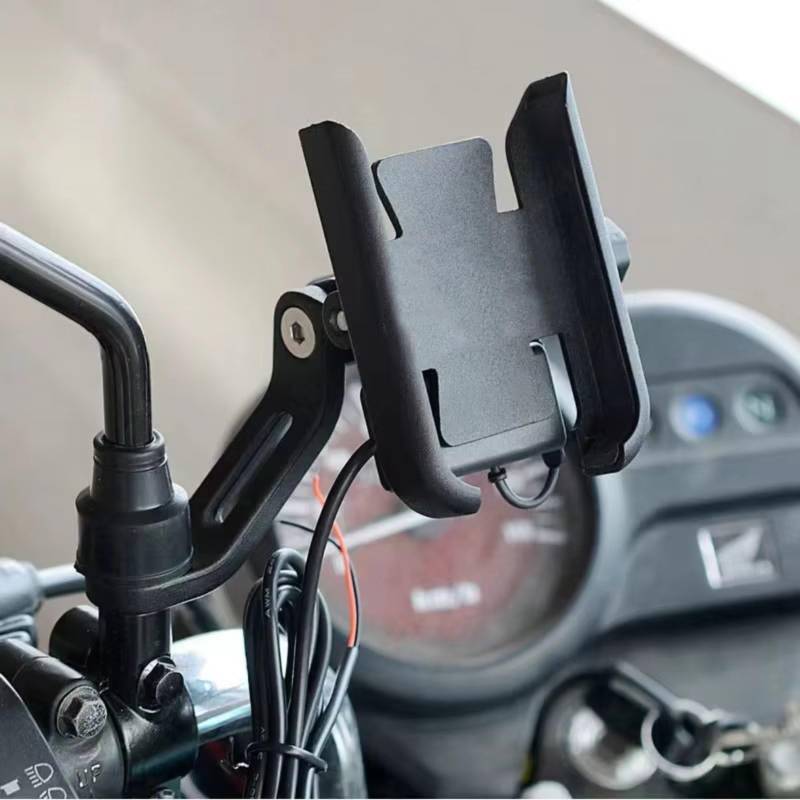 CFAYRLMS Handyhalterung Kompatibel Mit Kymco Für AK550 Für Xciting 250 300 350 400 400S 500 Für Downtown 125 300i Motorrad-Lenker-Handyhalter GPS-Halterung(Black,Mirror Type) von CFAYRLMS