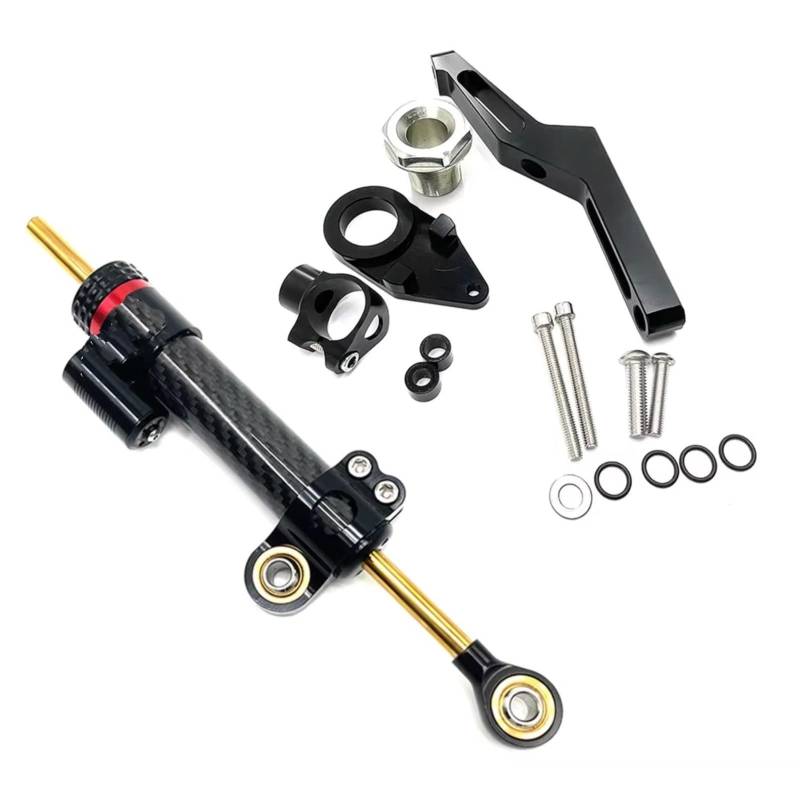 CFAYRLMS Lenkungsdämpfer Einstellbarer Für Ninja Für ZX-6R Für ZX 6 R Für ZX6R 2009-2024 Motorrad Stabilisator Lenkung Dämpfer Montage Halterung CNC Kit(Green) von CFAYRLMS
