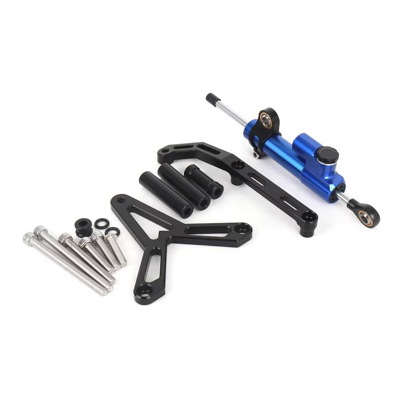 CFAYRLMS Lenkungsdämpfer Einstellbarer Für Tracer 9 Für TRACER9 GT Für Tracer9 2021-2023 Motorrad Lenkung Dämpfer Stabilisator Halterung Halterung Universal Kit(Blue) von CFAYRLMS