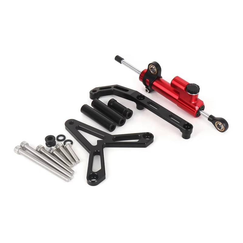 CFAYRLMS Lenkungsdämpfer Einstellbarer Für Tracer 9 Für TRACER9 GT Für Tracer9 2021-2023 Motorrad Lenkung Dämpfer Stabilisator Halterung Halterung Universal Kit(Red) von CFAYRLMS