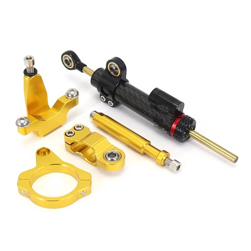 CFAYRLMS Lenkungsdämpfer Einstellbarer Für YZF R7 Für YZF R7 2021 2022 2023 Universal Motorrad Lenkung Dämpfer Stabilisator Halterung Montage Kit(Black-Yellow) von CFAYRLMS