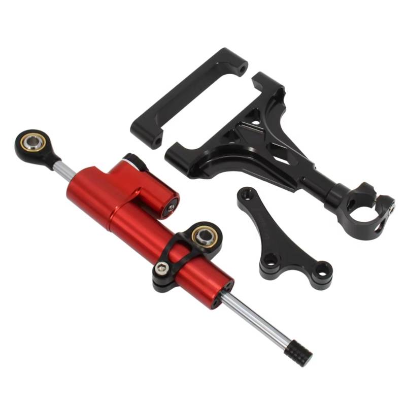 CFAYRLMS Lenkungsdämpfer Einstellbarer Für Z1000 Für Z750 2003–2009 Motorrad Aluminium Lenkungsstabilisator Dämpfer Montagehalterungs Set(Red) von CFAYRLMS