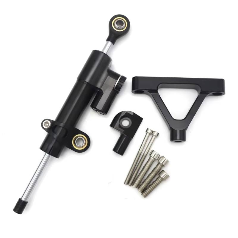 CFAYRLMS Lenkungsdämpfer Einstellbarer Für ZX6R Für ZX-6R Für ZX 6R Für Zx6r Motorrad Lenkung Dämpfer Halterung Stoßdämpfer Stabilisator Zubehör Kit(Black) von CFAYRLMS
