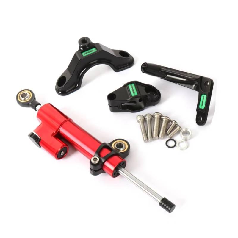CFAYRLMS Lenkungsdämpfer Einstellbarer Für ZX6R Für ZX6R 2024 Universal Motorrad Einstellbare Lenkung Stabilisieren Linear Dämpfer Stoßdämpfer Halterung Kit(Red) von CFAYRLMS