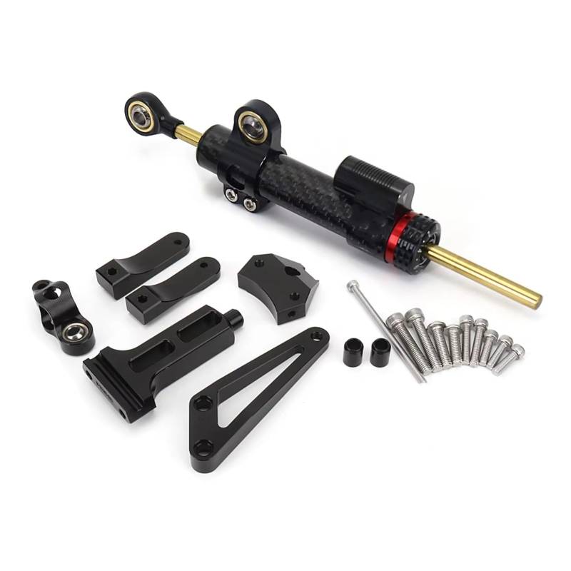 CFAYRLMS Lenkungsdämpfer Einstellbarer Kompatibel Mit CB1300 Für CB1300 2003–2011 2004 2005 2006 2007 2008 2009 2020 Motorrad Lenkungsdämpferhalterung Montage CNC Halterungssatz(Black) von CFAYRLMS