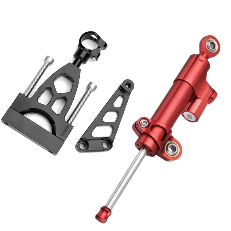 CFAYRLMS Lenkungsdämpfer Einstellbarer Kompatibel Mit CB400-VTEC Für CB400VTEC 1999–2015 Motorrad Dämpferlenkung Stabilisierungssteuerung Mit Montagehalterung(Red 1) von CFAYRLMS
