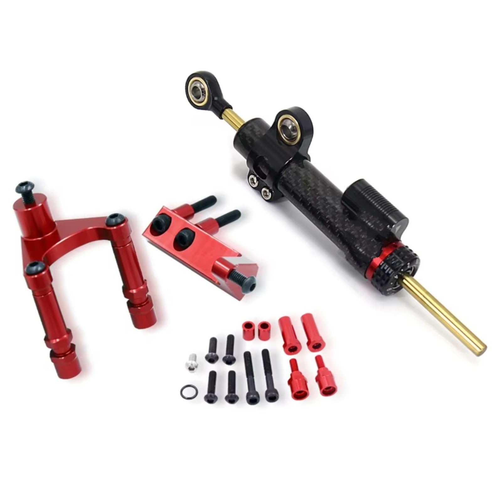 CFAYRLMS Lenkungsdämpfer Einstellbarer Kompatibel Mit Ducati Für Hypermotard 950 SP RVE 2019–2023 Motorrad Lenkungsdämpfer-Halterung Stabilisator Montagesatz(Red) von CFAYRLMS
