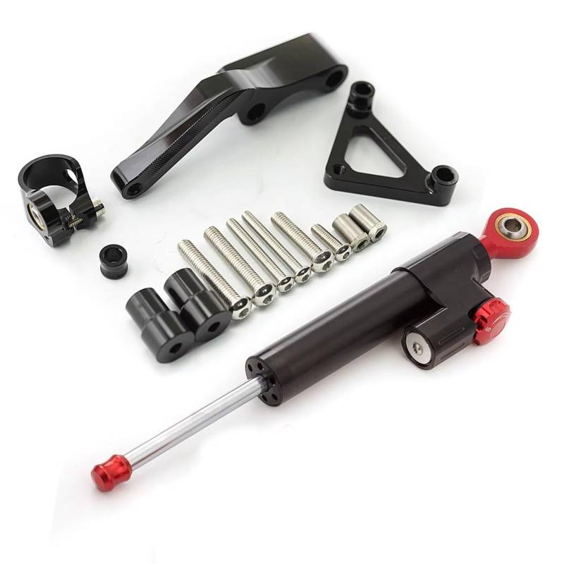 CFAYRLMS Lenkungsdämpfer Einstellbarer Kompatibel Mit Ducati Für Monster 696 CNC Motorrad Stabilisator Dämpfer Stoßdämpfer Lenkungs Montagehalterungssatz(Black2) von CFAYRLMS
