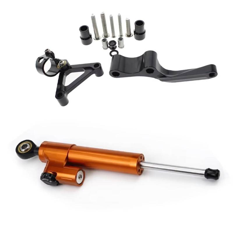 CFAYRLMS Lenkungsdämpfer Einstellbarer Kompatibel Mit Ducati Für Monster 696 Motorrad Montagehalter Lenkungsdämpfer Halterung Stabilisator Stützsatz(Orange) von CFAYRLMS