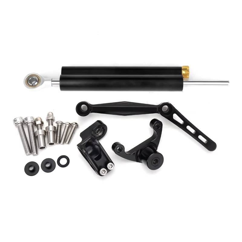 CFAYRLMS Lenkungsdämpfer Einstellbarer Kompatibel Mit Ducati Für Monster 950 Für Monster937 2021 2022 2023 Motorrad Lenkungsstabilisator Dämpfer Und Halterungs Kit Zubehör(Black) von CFAYRLMS