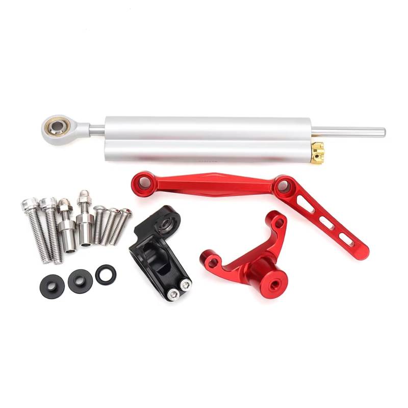 CFAYRLMS Lenkungsdämpfer Einstellbarer Kompatibel Mit Ducati Für Monster 950 Für Monster937 2021 2022 2023 Motorrad Lenkungsstabilisator Dämpfer Und Halterungs Kit Zubehör(Silver) von CFAYRLMS