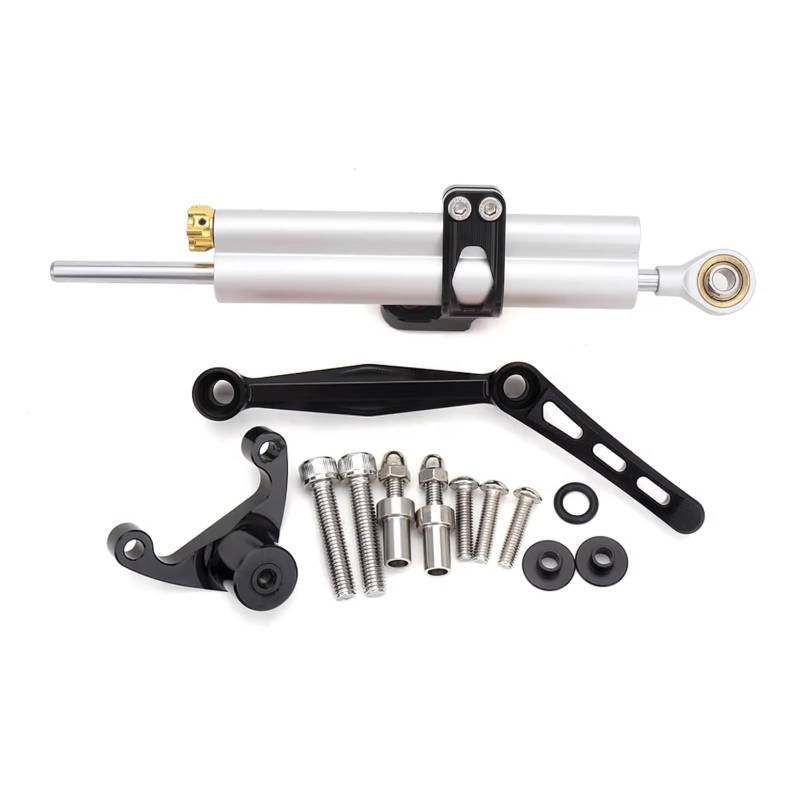CFAYRLMS Lenkungsdämpfer Einstellbarer Kompatibel Mit Ducati Für Monster950 Für Monster937 2021 2022 2023 Motorrad Lenkungsstabilisator Dämpfer Und Halterungshalterungs Unterstützungssatz(Black) von CFAYRLMS