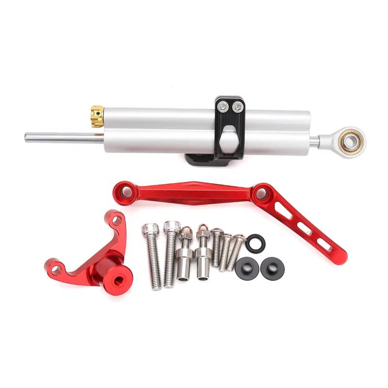 CFAYRLMS Lenkungsdämpfer Einstellbarer Kompatibel Mit Ducati Für Monster950 Für Monster937 2021 2022 2023 Motorrad Lenkungsstabilisator Dämpfer Und Halterungshalterungs Unterstützungssatz(Red) von CFAYRLMS