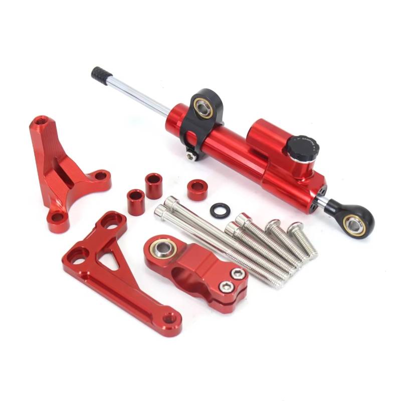 CFAYRLMS Lenkungsdämpfer Einstellbarer Kompatibel Mit Für CB1000R Für CB1000 R Für CB-1000R 2018-2023 Motorrad Stabilisator Lenkung Dämpfer Montage Halterung Zubehör Kit(Red1) von CFAYRLMS