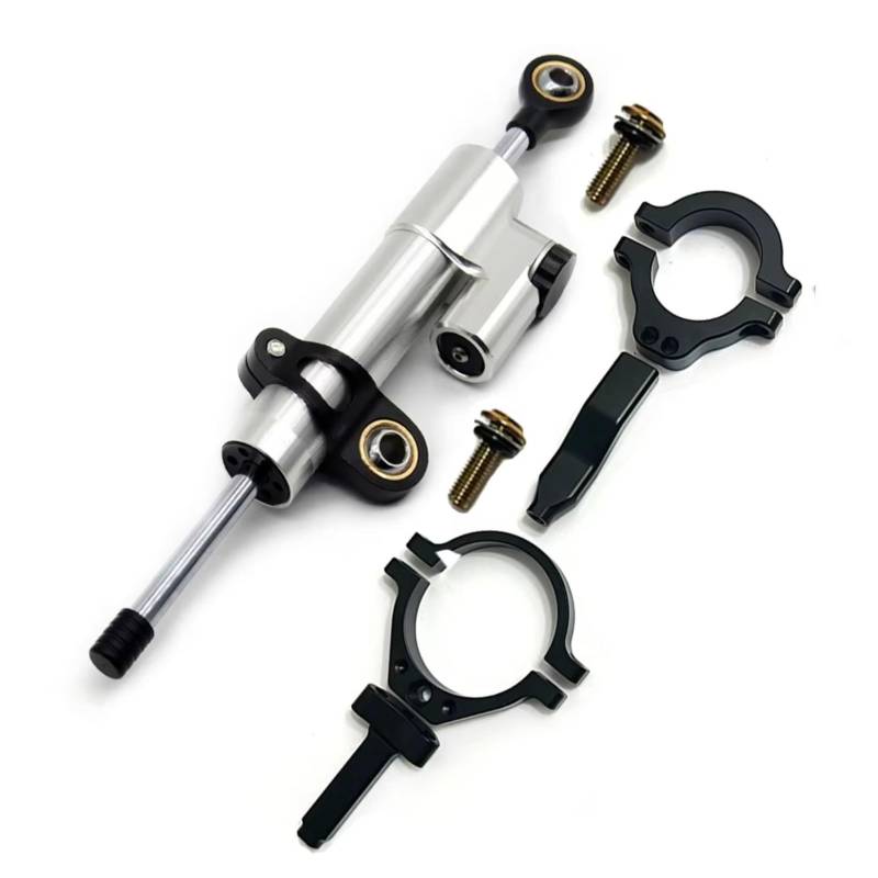 CFAYRLMS Lenkungsdämpfer Einstellbarer Kompatibel Mit Für Ninja Für ZX-4RR 2023 Motorradlenkung Stabilisierende Dämpfer Montagehalterung Lineares Kit(Silver) von CFAYRLMS