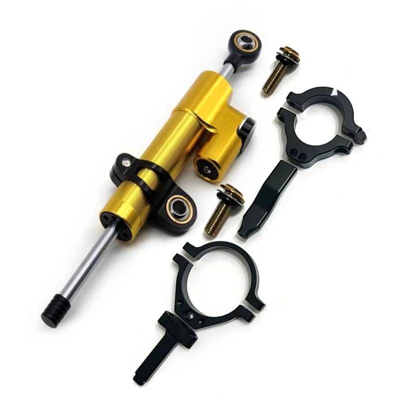 CFAYRLMS Lenkungsdämpfer Einstellbarer Kompatibel Mit Für Ninja Für ZX-4RR 2023 Motorradlenkung Stabilisierende Dämpfer Montagehalterung Lineares Kit(Yellow) von CFAYRLMS