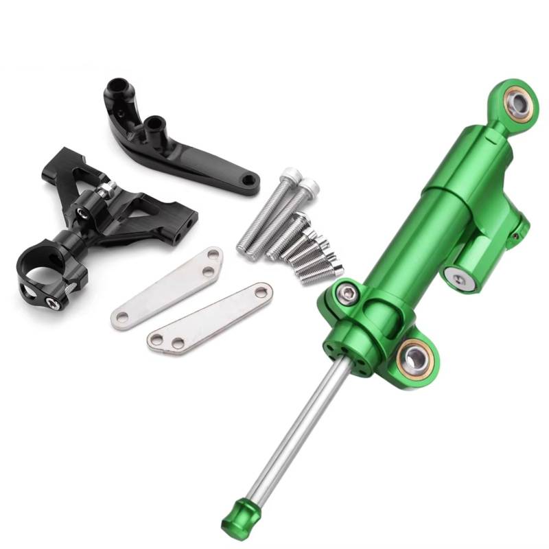 CFAYRLMS Lenkungsdämpfer Einstellbarer Kompatibel Mit Für ZX14R Für ZZR1400 2006–2016 Jaer Motorrad Lenkungsstabilisierungs Set Verstellbare Dämpferhalterung(Green) von CFAYRLMS