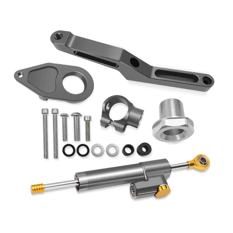 CFAYRLMS Lenkungsdämpfer Einstellbarer Kompatibel Mit Ninja Für ZX-6R 2024 Für ZX6R 2009–2024 2025 Motorrad Stabilisator Lenkungsdämpfer Halterung Montageunterstützungssatz(Gray) von CFAYRLMS