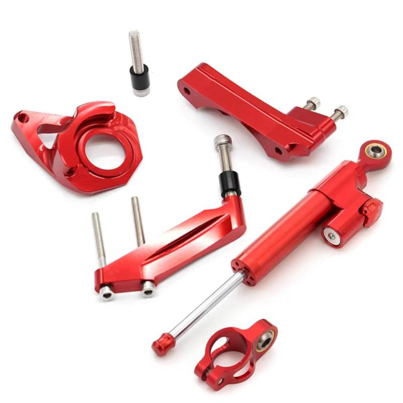 CFAYRLMS Lenkungsdämpfer Einstellbarer Kompatibel Mit Suzuki Für GSXR Für GSX-R 600 750 K1 K2 Für K3 K4 K5 K6 2001 2002 2003 2004 2005 2006 Motorrad Lenkstoßdämpfer Set(Red) von CFAYRLMS