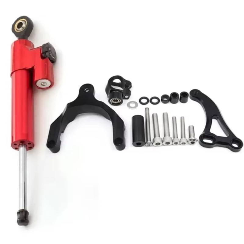 CFAYRLMS Lenkungsdämpfer Einstellbarer Kompatibel Mit Suzuki Für GSXS 750 Für GSXS750 2017–2024 Motorrad Stoßdämpfer Stabilisator Halterung Verstellbare Halterung Stützsatz Universell(Red) von CFAYRLMS