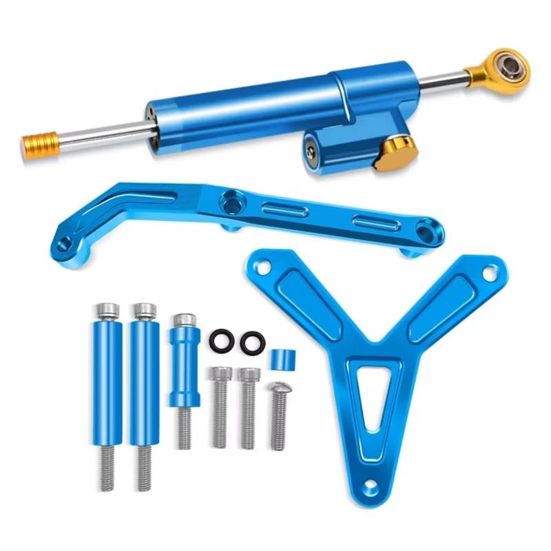 CFAYRLMS Lenkungsdämpfer Einstellbarer Kompatibel Mit Tracer 9 900 Für MT-09 Für MT09 Für Mt 09 2021 2022 2023 Motorrad-Stabilisator Lenkungsdämpfer Halterung Unterstützung Montagesatz(Blue) von CFAYRLMS