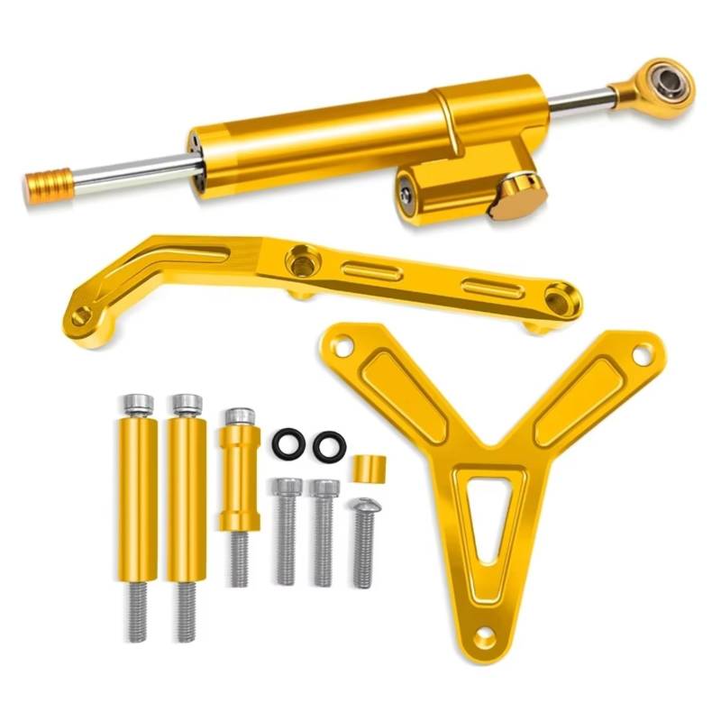 CFAYRLMS Lenkungsdämpfer Einstellbarer Kompatibel Mit Tracer 9 900 Für MT-09 Für MT09 Für Mt 09 2021 2022 2023 Motorrad-Stabilisator Lenkungsdämpfer Halterung Unterstützung Montagesatz(Yellow) von CFAYRLMS