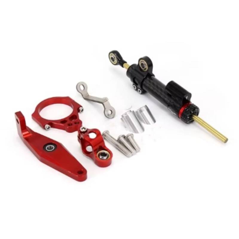 CFAYRLMS Lenkungsdämpfer Einstellbarer Kompatibel Mit Yamaha Für MT 09 Für MT-09 SP Für MT09 2023 Motorrad Lenkstabilisator Stoßdämpfer Dämpferständer Zubehör Set(Red) von CFAYRLMS