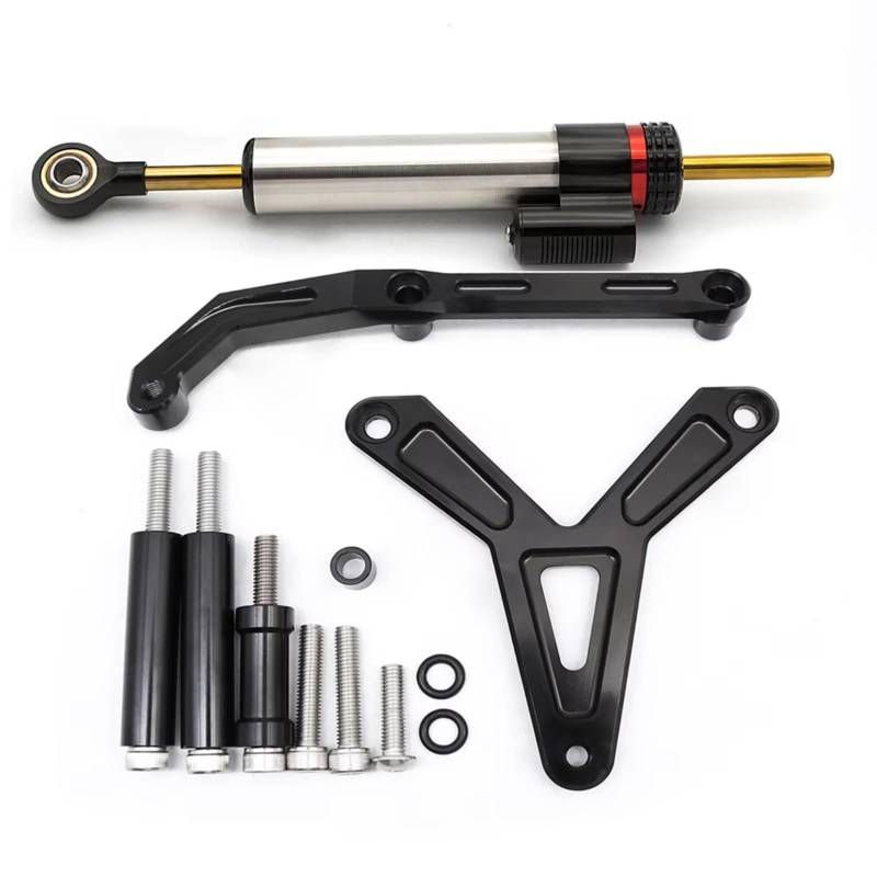 CFAYRLMS Lenkungsdämpfer Einstellbarer Kompatibel Mit Yamaha Für MT-09 Für Tracer 900 9 GT 9GT 2021 2022 2023 Motorrad Stabilisator Lenkungsdämpfer Halterung Montagesatz(Silver) von CFAYRLMS