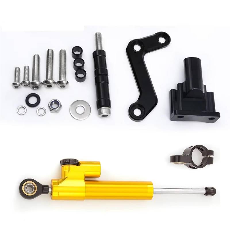CFAYRLMS Lenkungsdämpfer Einstellbarer Kompatibel Mit Yamaha Für MT03 Für MT-03 2020 2021 2022 2023 Motorrad Lenkungsdämpfer Stabilisieren Halterungsmontage Lenkungsdämpfer Kit(Yellow) von CFAYRLMS