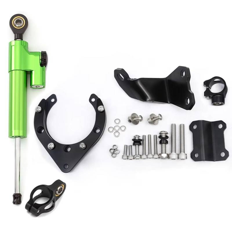 CFAYRLMS Lenkungsdämpfer Einstellbarer Kompatibel Mit Yamaha Für MT07 Für FZ07 2020–2023 Verstellbares Motorrad Stabilisierungsdämpferhalterungs Dämpfer Montage Lenker Set(Green) von CFAYRLMS
