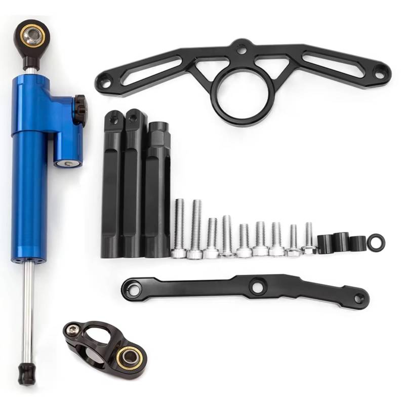 CFAYRLMS Lenkungsdämpfer Einstellbarer Kompatibel Mit Yamaha Für MT09 Für FZ09 2021–2023 Motorrad Lenkungsdämpfer Stabilisator Halterung Montage Unterstützungssatz Aluminium(Blue) von CFAYRLMS
