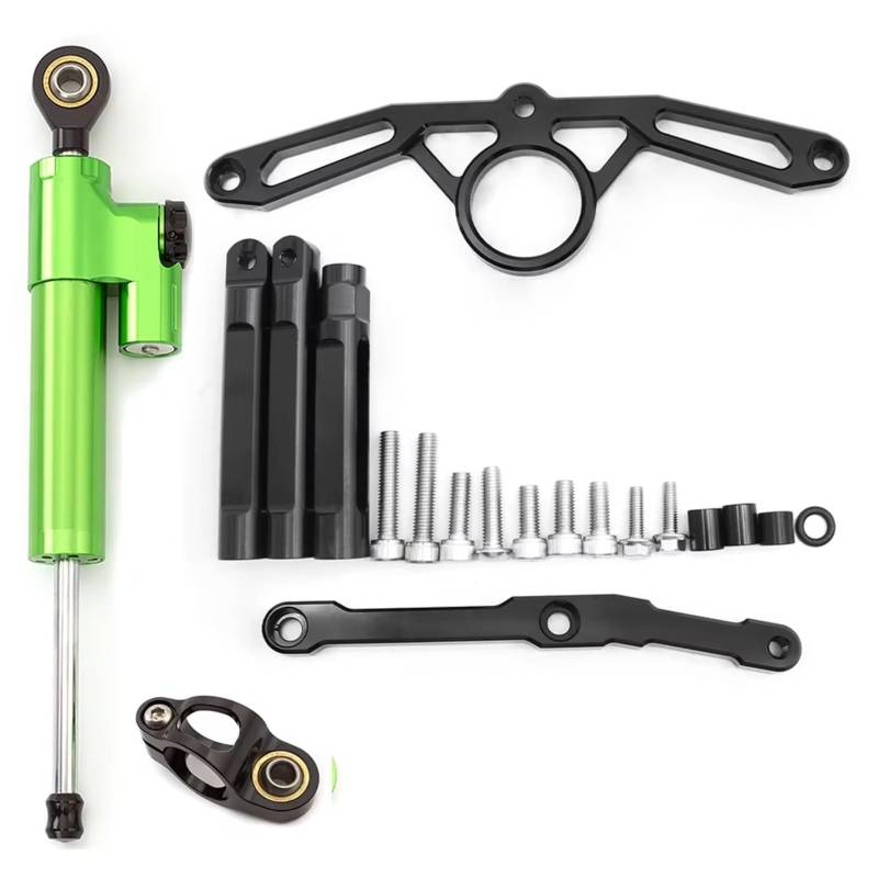 CFAYRLMS Lenkungsdämpfer Einstellbarer Kompatibel Mit Yamaha Für MT09 Für FZ09 2021–2023 Motorrad Lenkungsdämpfer Stabilisator Halterung Montage Unterstützungssatz Aluminium(Green) von CFAYRLMS