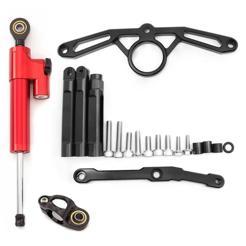 CFAYRLMS Lenkungsdämpfer Einstellbarer Kompatibel Mit Yamaha Für MT09 Für FZ09 2021–2023 Motorrad Lenkungsdämpfer Stabilisator Halterung Montage Unterstützungssatz Aluminium(Red) von CFAYRLMS