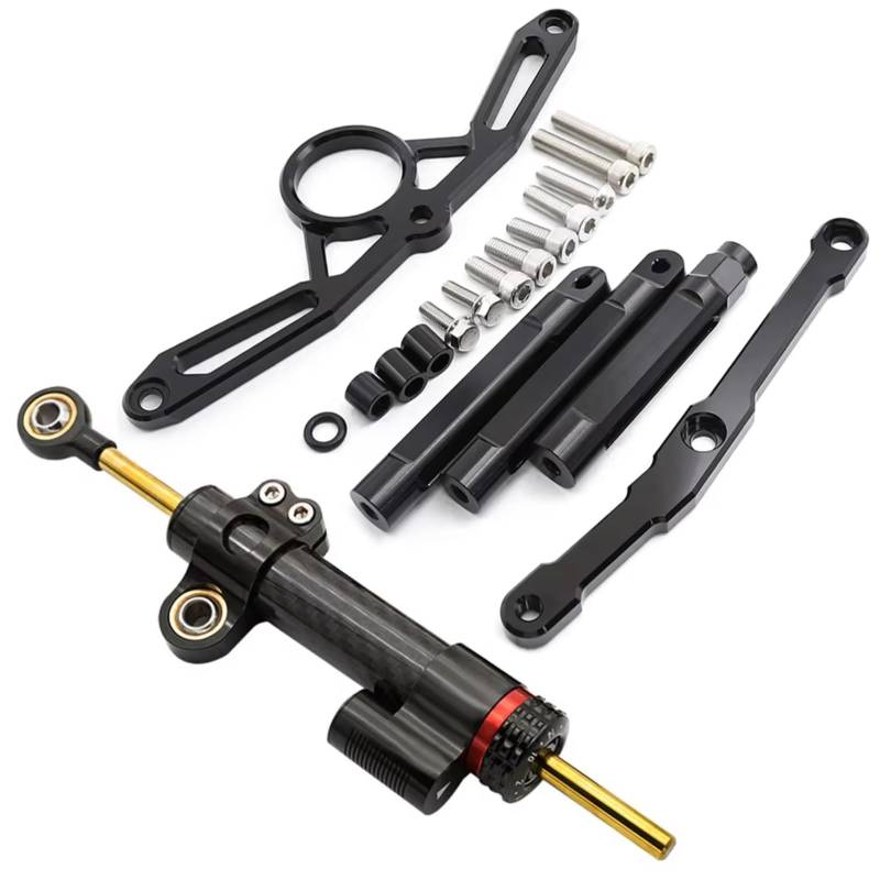 CFAYRLMS Lenkungsdämpfer Einstellbarer Kompatibel Mit Yamaha Für MT09 Für FZ09 2021–2023 Universal Motorrad Lenkungsdämpfer Stabilisatorhalterung Verstellbares Montageset(Black) von CFAYRLMS