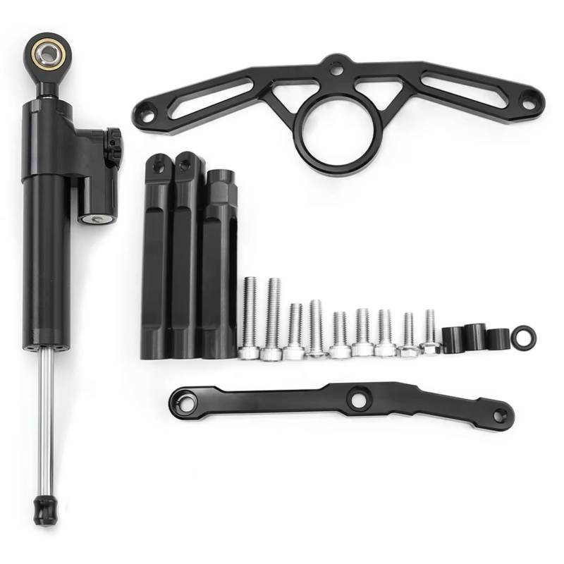 CFAYRLMS Lenkungsdämpfer Einstellbarer Kompatibel Mit Yamaha Für MT09 Für MT 09 Für MT-09 2023 2022 2021 Motorrad Lenkungsdämpfer Stabilisator Halterungs Montagesatz(Black) von CFAYRLMS