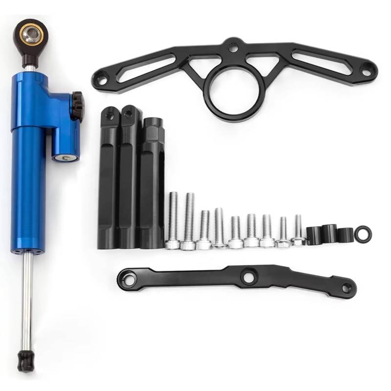 CFAYRLMS Lenkungsdämpfer Einstellbarer Kompatibel Mit Yamaha Für MT09 Für MT 09 Für MT-09 2023 2022 2021 Motorrad Lenkungsdämpfer Stabilisator Halterungs Montagesatz(Blue) von CFAYRLMS