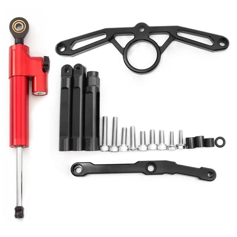 CFAYRLMS Lenkungsdämpfer Einstellbarer Kompatibel Mit Yamaha Für MT09 Für MT 09 Für MT-09 2023 2022 2021 Motorrad Lenkungsdämpfer Stabilisator Halterungs Montagesatz(Red) von CFAYRLMS