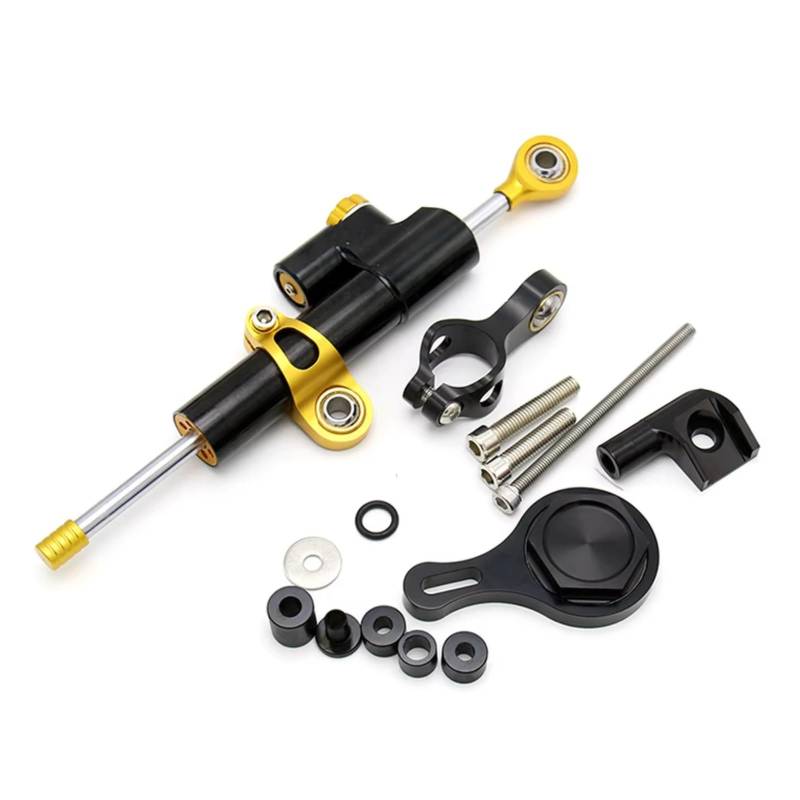 CFAYRLMS Lenkungsdämpfer Einstellbarer Kompatibel Mit Yamaha Für R1 Für R6 2006-2015 Motorrad Lenkstoßdämpfer Richtungsdämpfer Stoßdämpfer Set(Black-Yellow) von CFAYRLMS