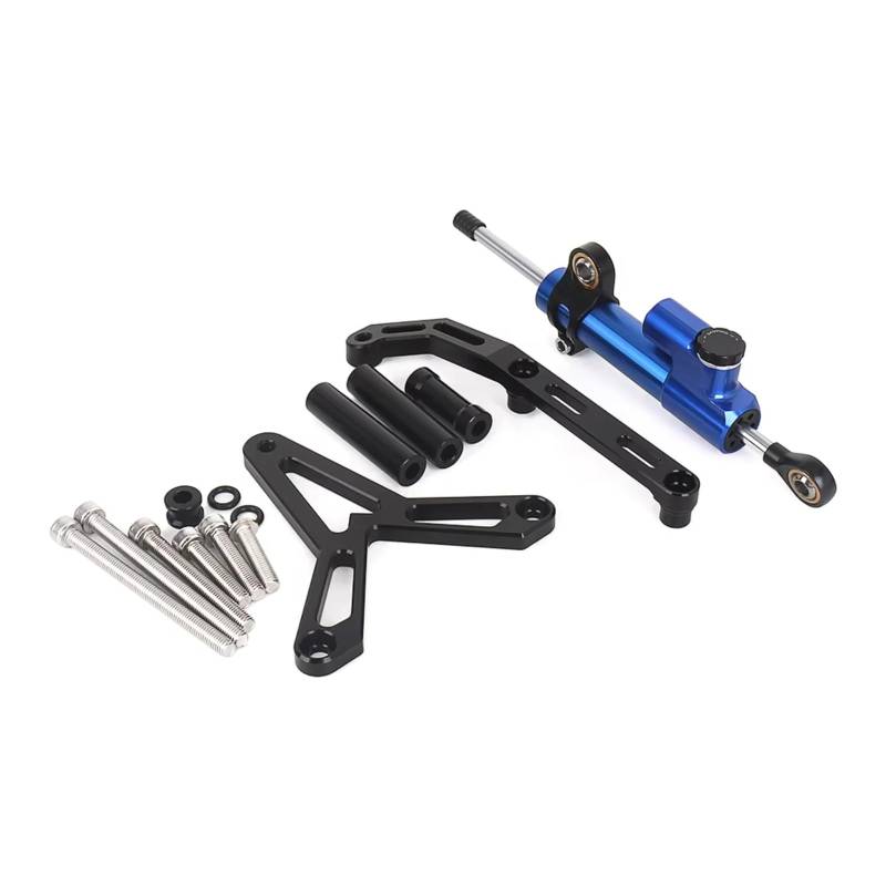 CFAYRLMS Lenkungsdämpfer Einstellbarer Kompatibel Mit Yamaha Für Tracer 9 Für TRACER9 Für Tracer 9 GT 2021 2022 2023 Motorrad Lenkungsdämpfer Stabilisator Halterung Kit(Blue) von CFAYRLMS