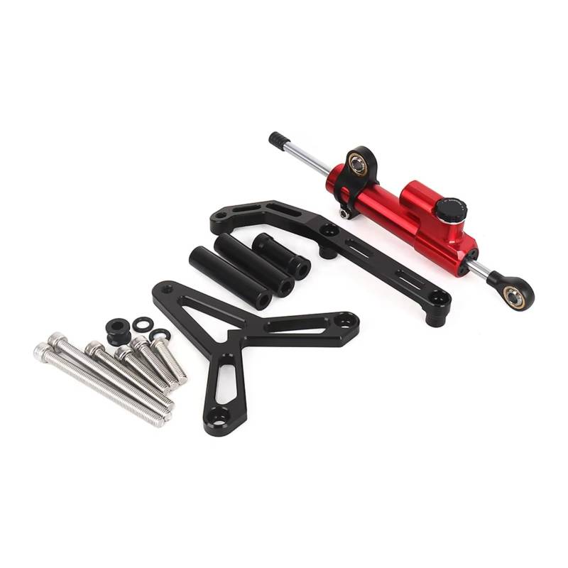 CFAYRLMS Lenkungsdämpfer Einstellbarer Kompatibel Mit Yamaha Für Tracer 9 Für TRACER9 Für Tracer 9 GT 2021 2022 2023 Motorrad Lenkungsdämpfer Stabilisator Halterung Kit(Red) von CFAYRLMS