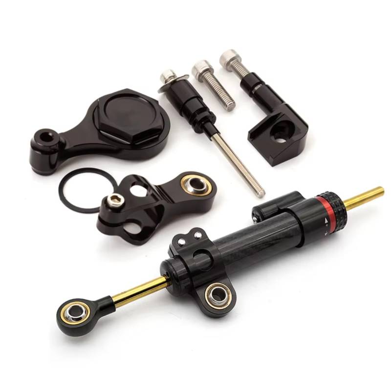 CFAYRLMS Lenkungsdämpfer Einstellbarer Kompatibel Mit Yamaha Für YZF R1 2002–2018 Für YZF-R6 2006–2020 2007 2008 2009 2010 Universal Motorrad Lenkungsstabilisator Dämpfer Unterstützungssatz(Black) von CFAYRLMS