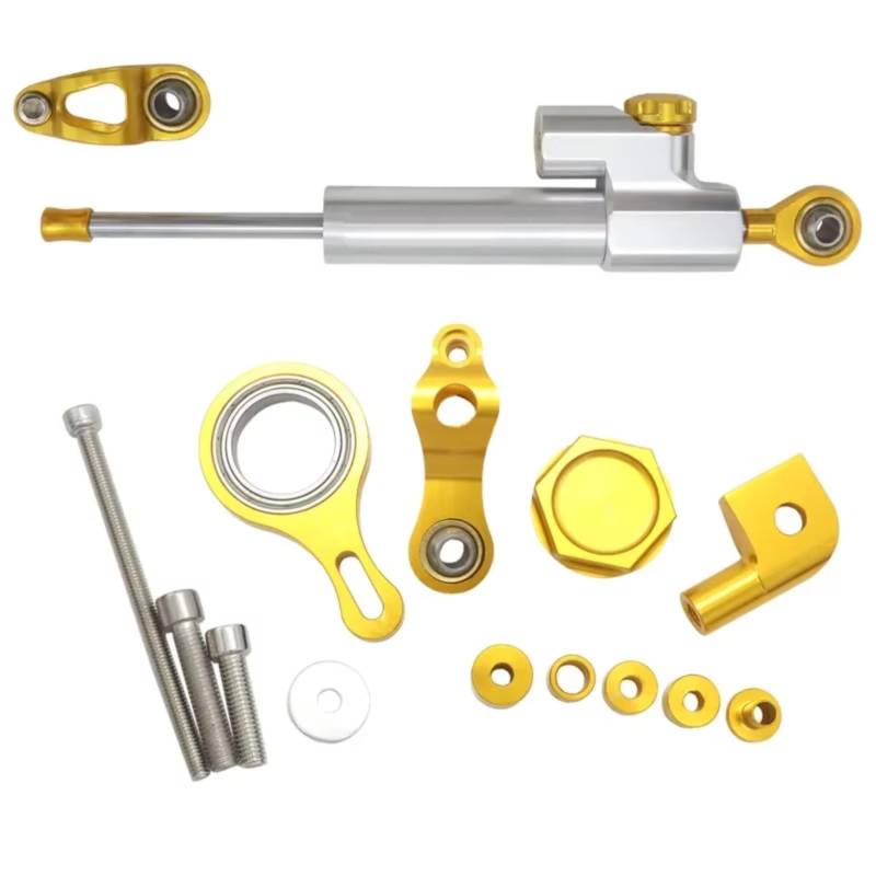 CFAYRLMS Lenkungsdämpfer Einstellbarer Kompatibel Mit Yamaha Für YZF R1 2009–2021 Motorrad Verstellbar Lenkungsdämpfer Stabilisator Halterung Zubehör CNC Motorradteile(Silver2) von CFAYRLMS